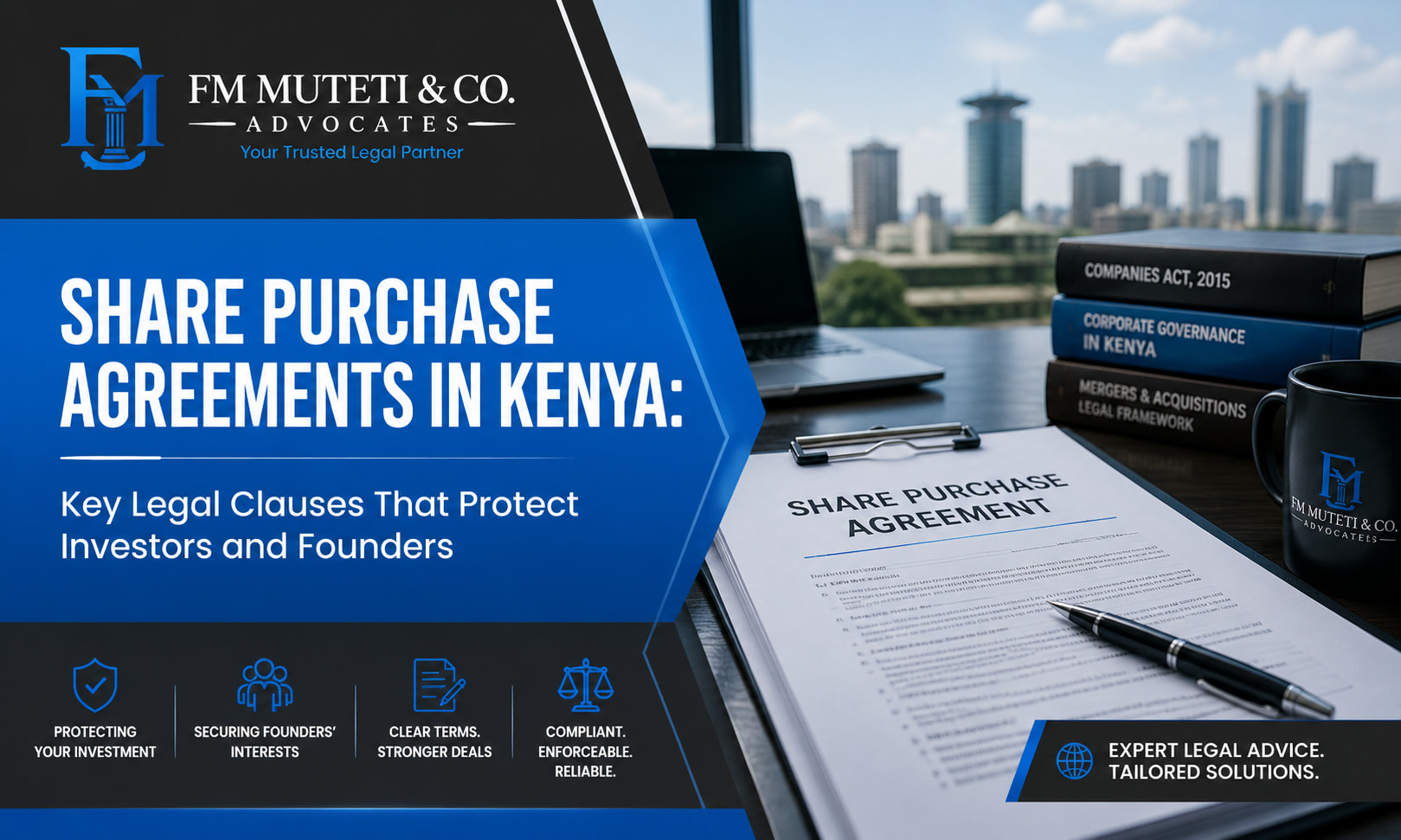 Learn the key legal clauses in Share Purchase Agreements in Kenya that protect investors and founders. Expert legal insights from Nairobi corporate lawyers.